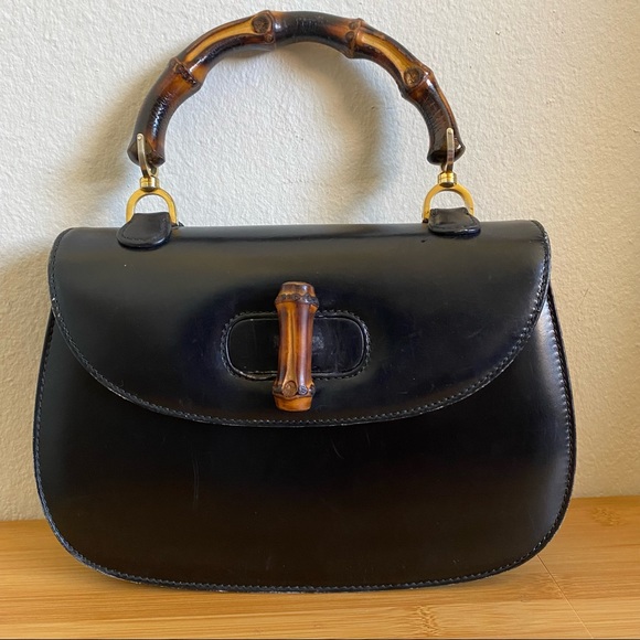 Gucci Handbags - 👉LAST CHANCE!! Vintage GUCCI bamboo top handle bag 50’s 60’s black leather 1947